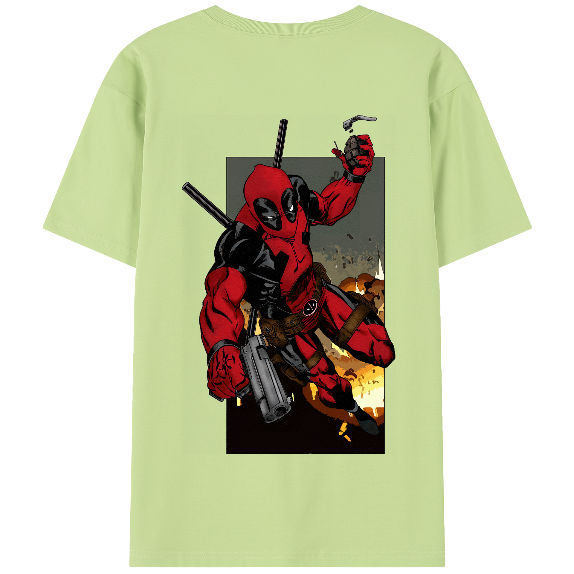 （画像用） Deadpool デッドプール 綿100％半袖Tシャツ（背面プリント）